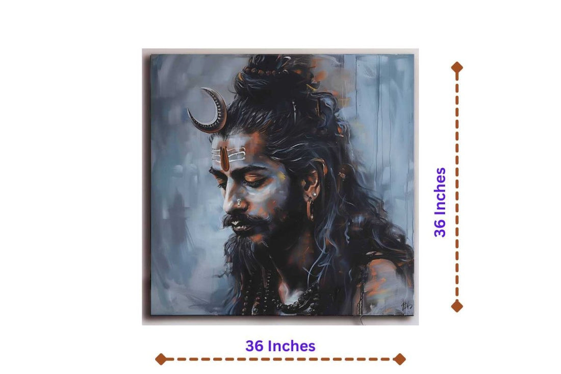 The Cosmic Calm: The Monk Bholenath Canvas Wall Art (36 x 36 Inches)