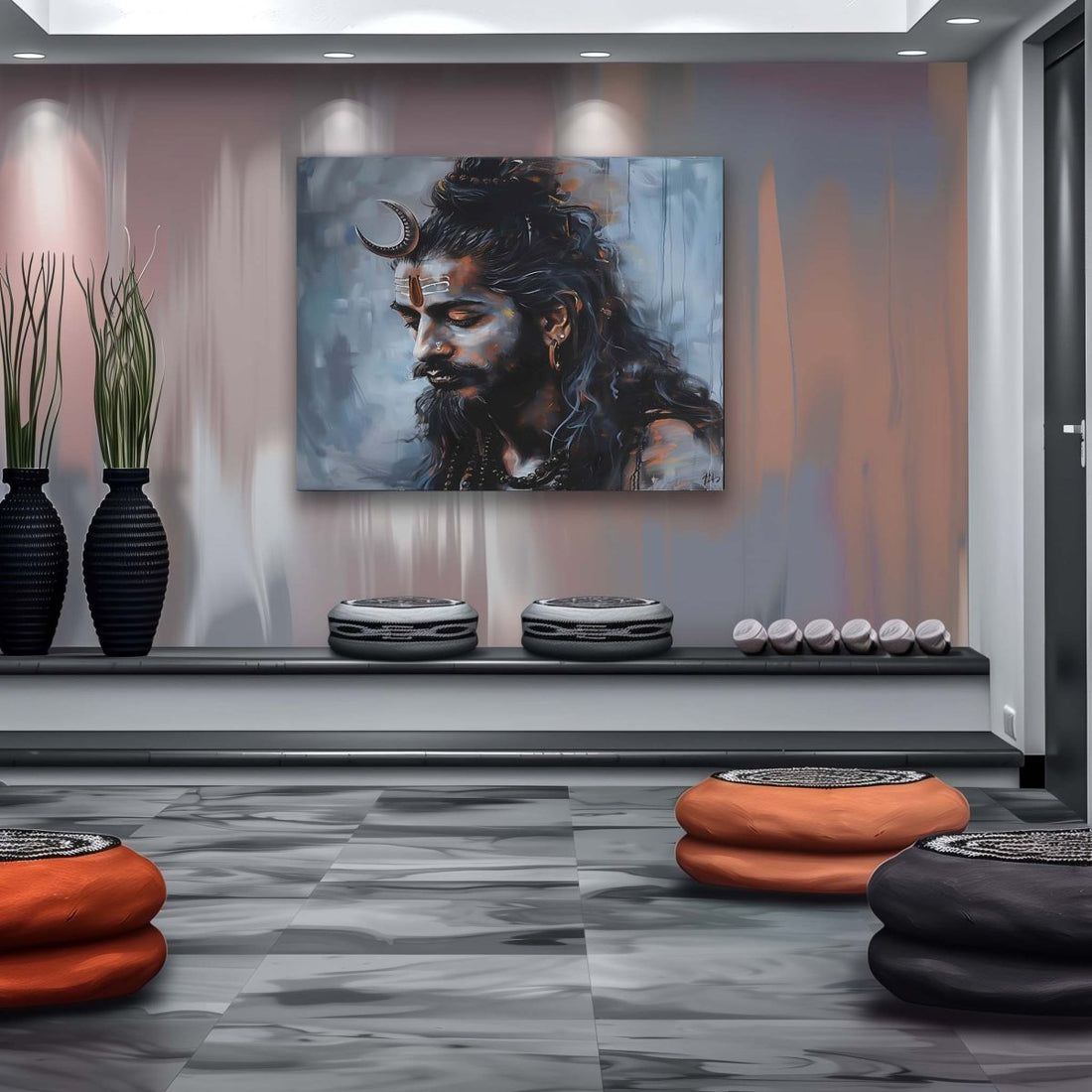 The Cosmic Calm: The Monk Bholenath Canvas Wall Art (36 x 36 Inches)
