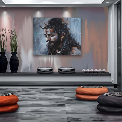 The Cosmic Calm: The Monk Bholenath Canvas Wall Art (36 x 36 Inches)
