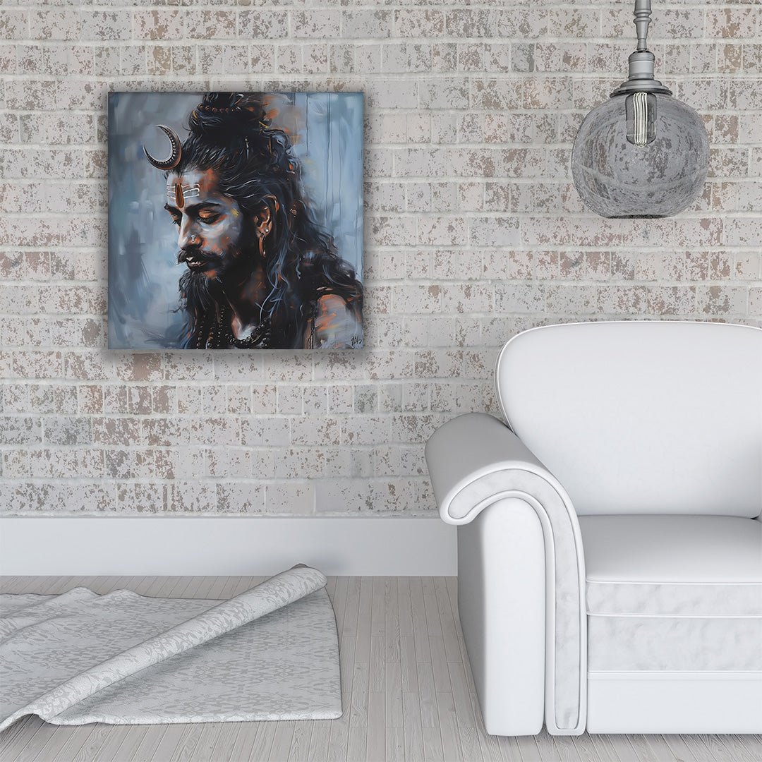 The Cosmic Calm: The Monk Bholenath Canvas Wall Art (36 x 36 Inches)