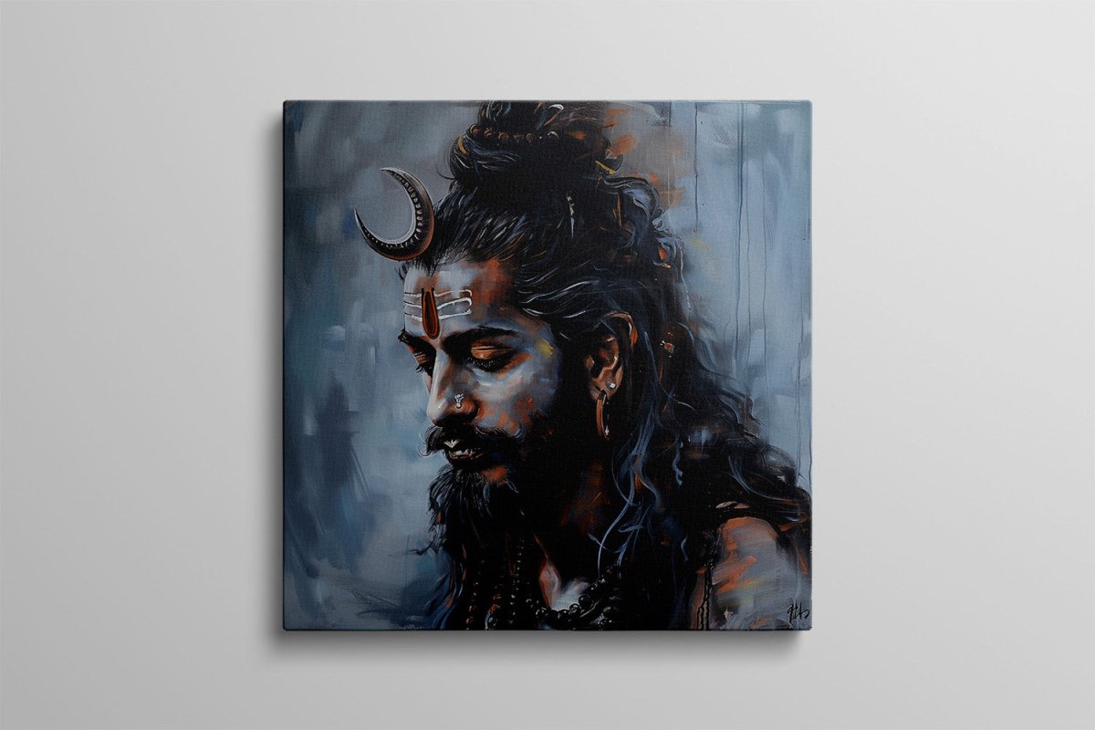 The Cosmic Calm: The Monk Bholenath Canvas Wall Art (36 x 36 Inches)