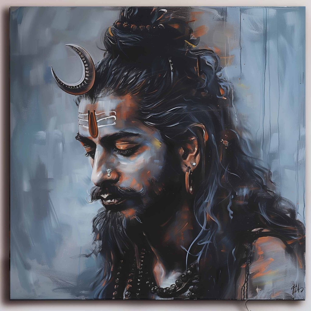 The Cosmic Calm: The Monk Bholenath Canvas Wall Art (36 x 36 Inches)