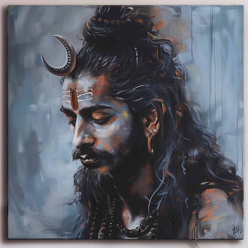 The Cosmic Calm: The Monk Bholenath Canvas Wall Art (36 x 36 Inches)