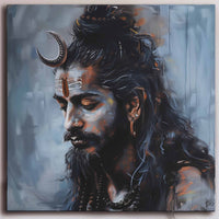 Thumbnail for The Cosmic Calm: The Monk Bholenath Canvas Wall Art (36 x 36 Inches)