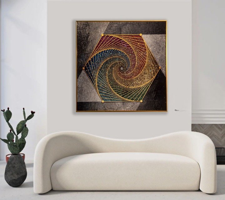 The Cosmic Coil Crystal Wall Painting (60 x 60 cms)