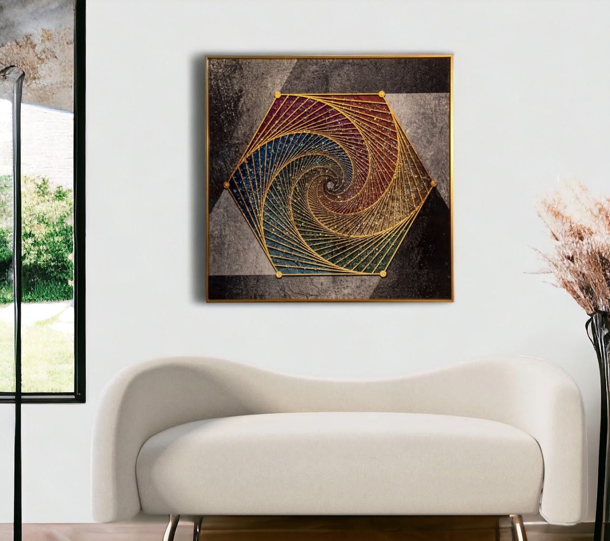 The Cosmic Coil Crystal Wall Painting (60 x 60 cms)