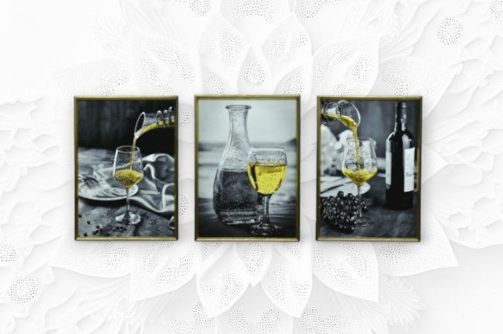 The Crystal Decantation Crystal Glass Painting Set of 3 (150 x 70 Cm)