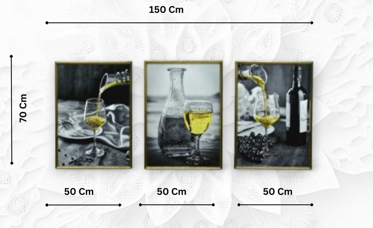 The Crystal Decantation Crystal Glass Painting Set of 3 (150 x 70 Cm)