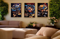 Thumbnail for The Crystaline Roses Crystal Glass Painting Set of 3 (150 x 70 Cm)