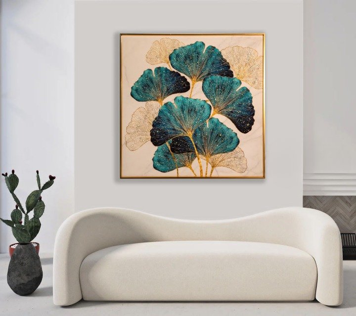 The Crystallized Ginkgo Elegance Crystal Wall Painting (60 x 60 cms)