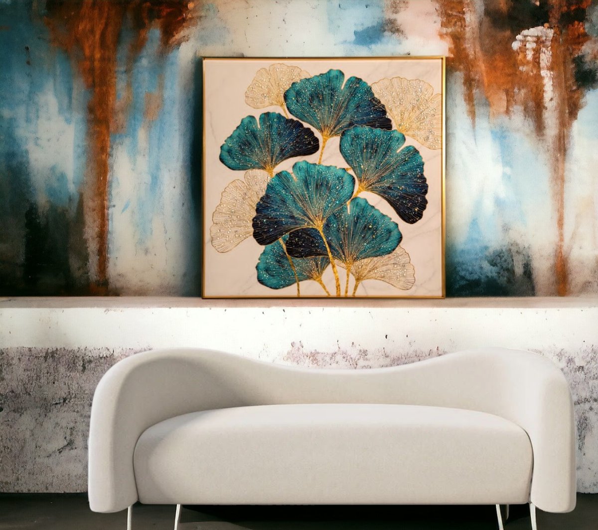 The Crystallized Ginkgo Elegance Crystal Wall Painting (60 x 60 cms)