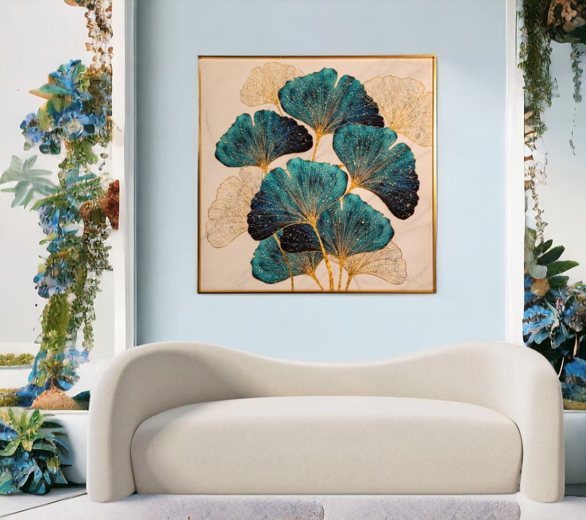 The Crystallized Ginkgo Elegance Crystal Wall Painting (60 x 60 cms)