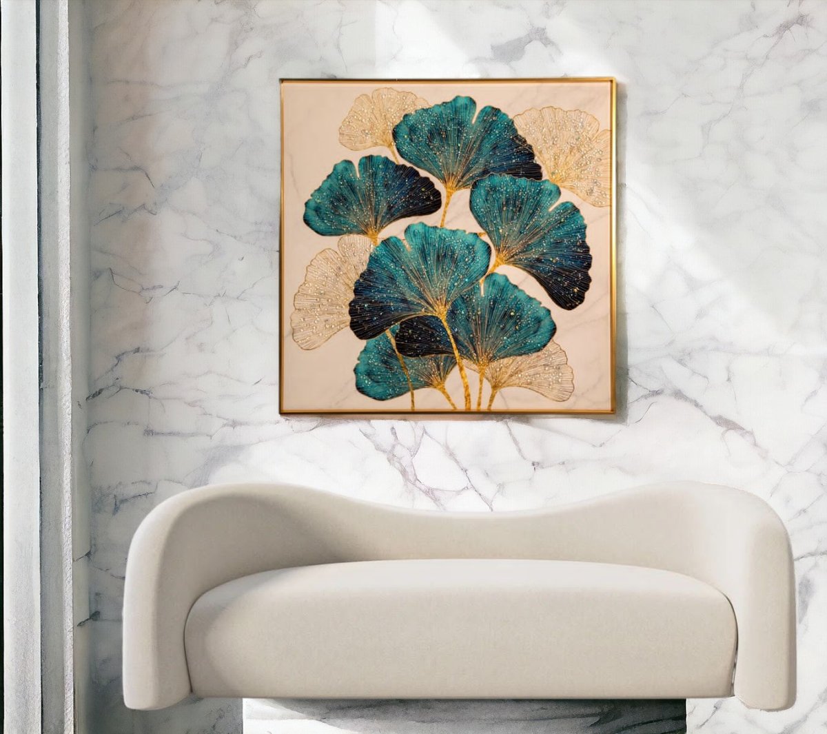 The Crystallized Ginkgo Elegance Crystal Wall Painting (60 x 60 cms)