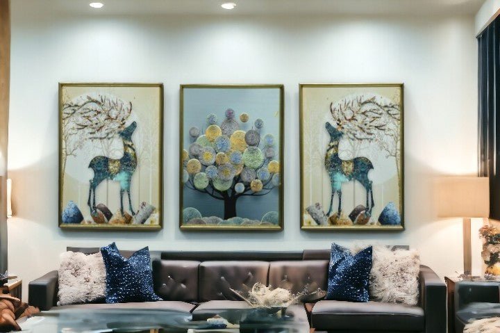 The Echoes of Twilight Crystal Glass Painting Set of 3 (150 x 70 Cm)