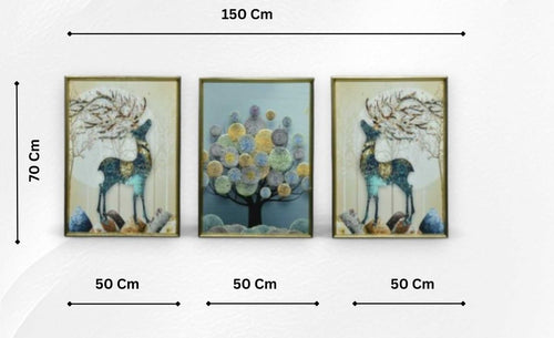 The Echoes of Twilight Crystal Glass Painting Set of 3 (150 x 70 Cm)