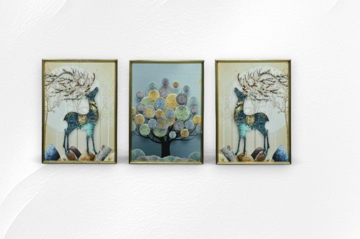 The Echoes of Twilight Crystal Glass Painting Set of 3 (150 x 70 Cm)