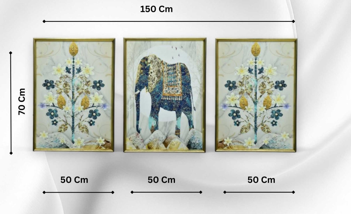 The Elegant Entanglement Crystal Glass Painting Set of 3 (150 x 70 Cm)