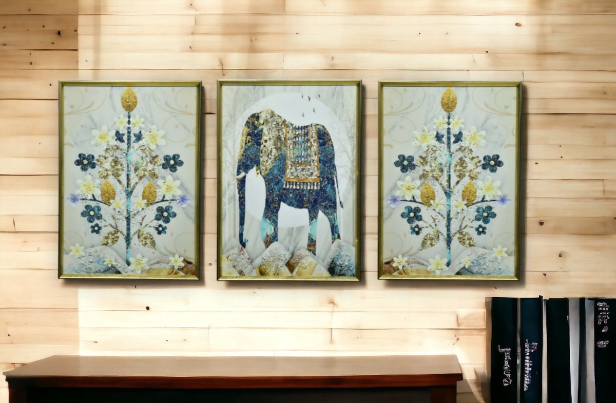 The Elegant Entanglement Crystal Glass Painting Set of 3 (150 x 70 Cm)