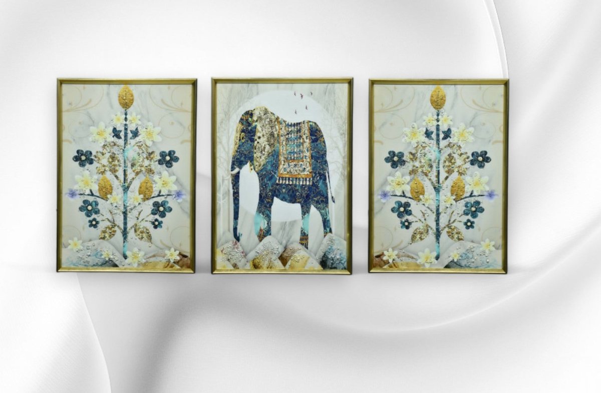 The Elegant Entanglement Crystal Glass Painting Set of 3 (150 x 70 Cm)