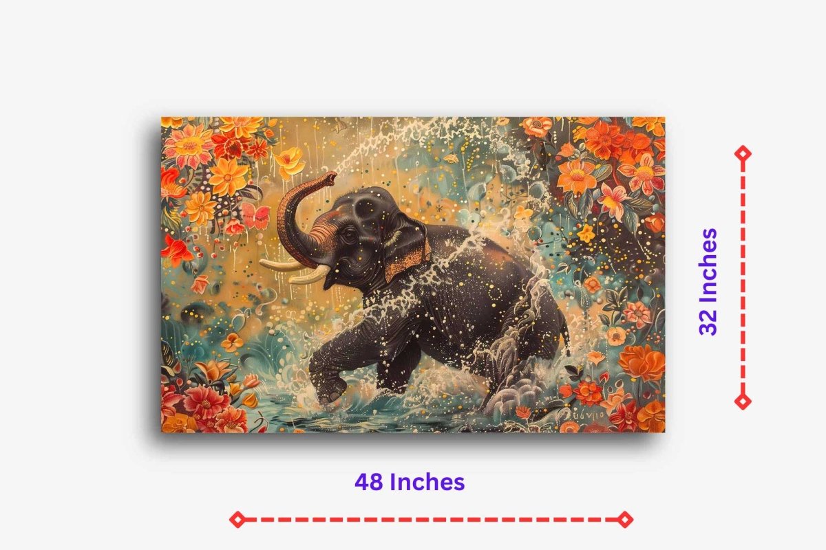 The Elephant:Essence of Joy Canvas Wall Painting (36 x 24 Inches)