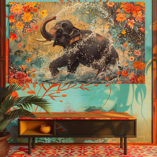 The Elephant:Essence of Joy Canvas Wall Painting (36 x 24 Inches)