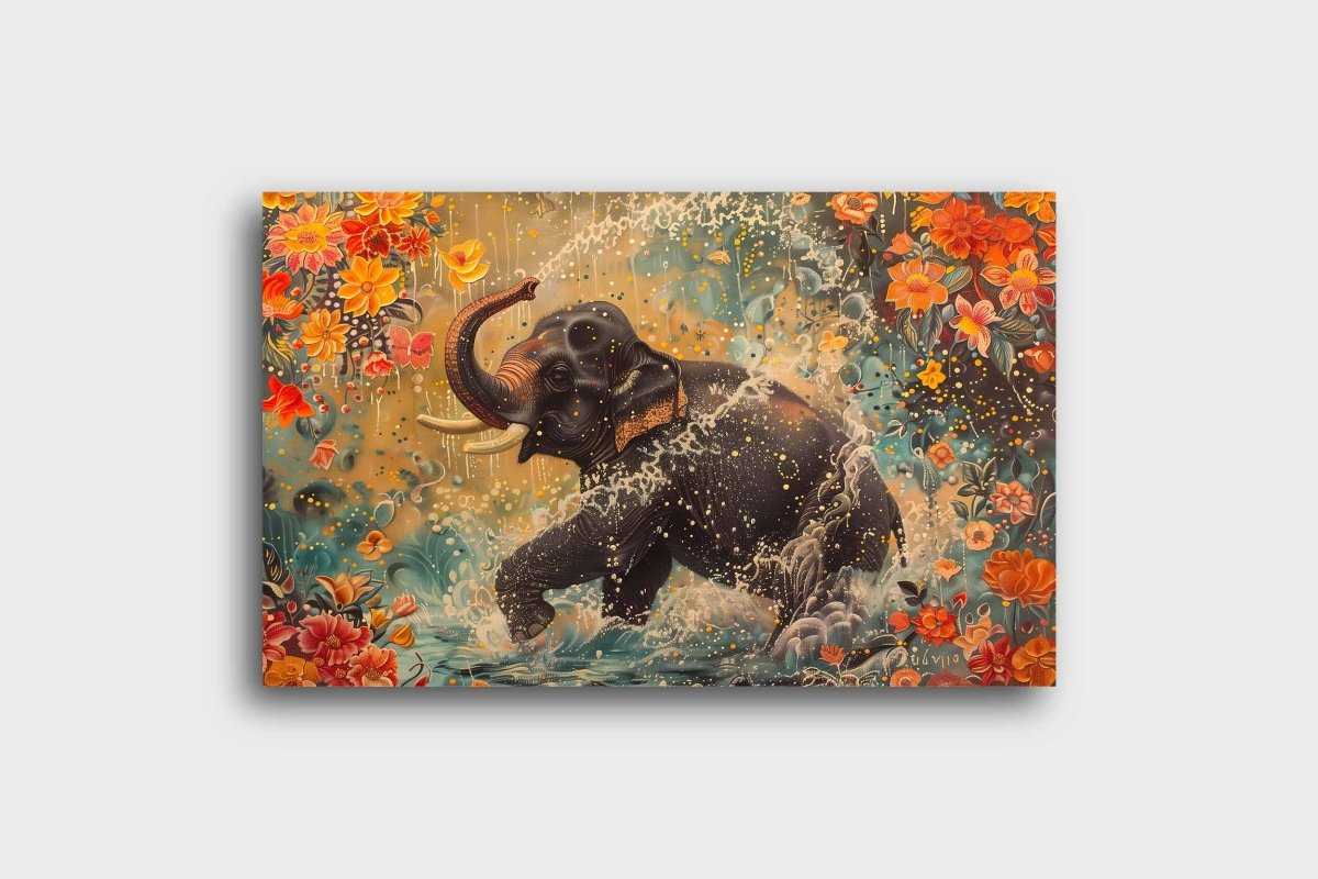 The Elephant:Essence of Joy Canvas Wall Painting (36 x 24 Inches)