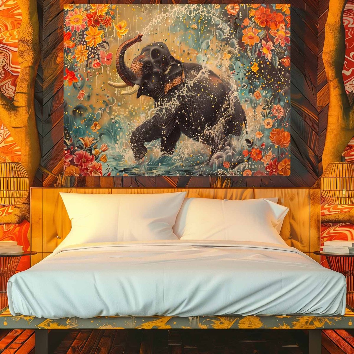 The Elephant:Essence of Joy Canvas Wall Painting (36 x 24 Inches)