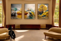 Thumbnail for The Ember Stags Crystal Glass Painting Set of 3 (150 x 70 Cm)