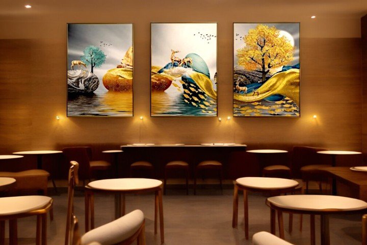 The Ember Stags Crystal Glass Painting Set of 3 (150 x 70 Cm)