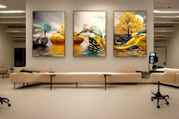 Thumbnail for The Ember Stags Crystal Glass Painting Set of 3 (150 x 70 Cm)