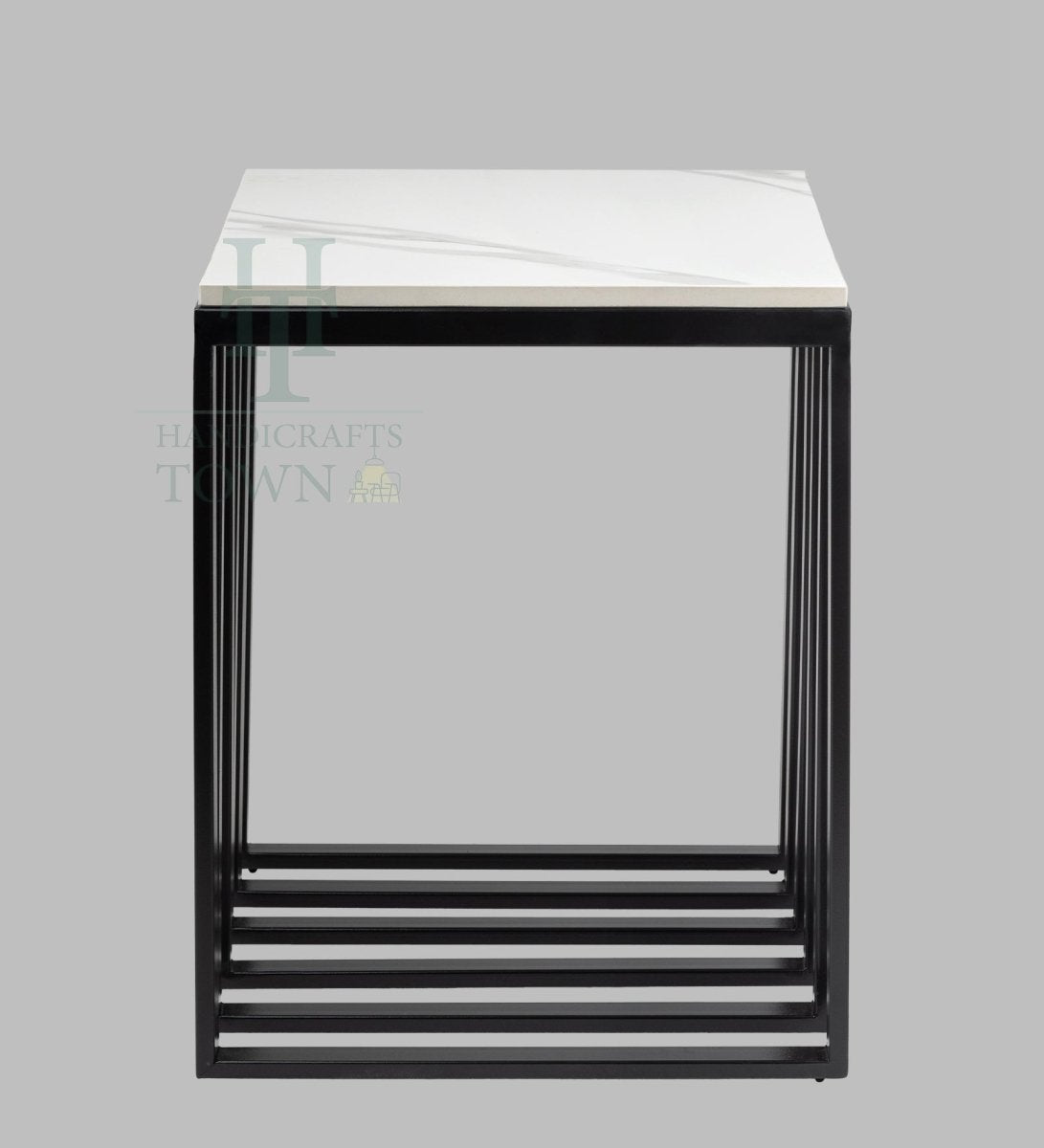 The Enigma Metallic Cube Side Table (Black)