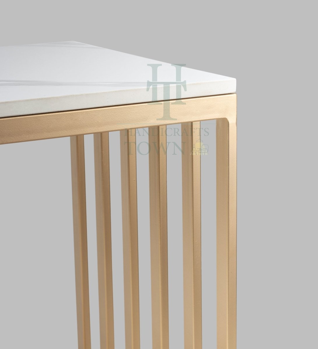 The Enigma Metallic Cube Side Table (Gold)