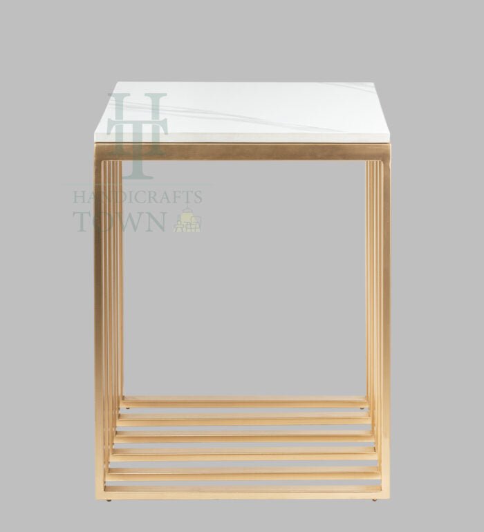 The Enigma Metallic Cube Side Table (Gold)