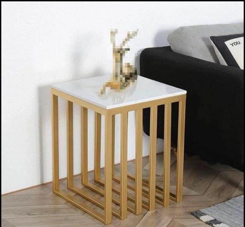 The Enigma Metallic Cube Side Table (Gold)