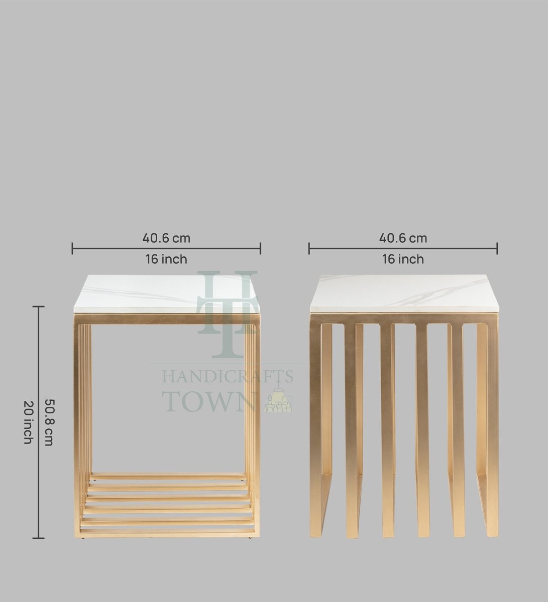 The Enigma Metallic Cube Side Table (Gold)