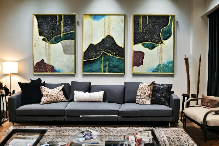 The Equilibrium: Threefold Crystal Glass Painting Set of 3 (150 x 70 Cm)