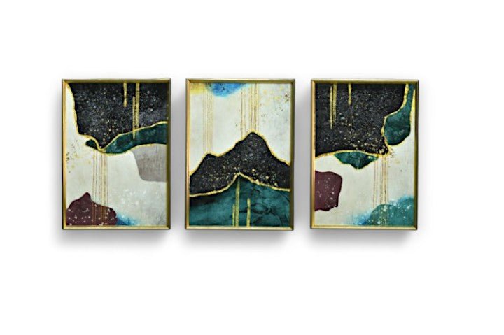 The Equilibrium: Threefold Crystal Glass Painting Set of 3 (150 x 70 Cm)