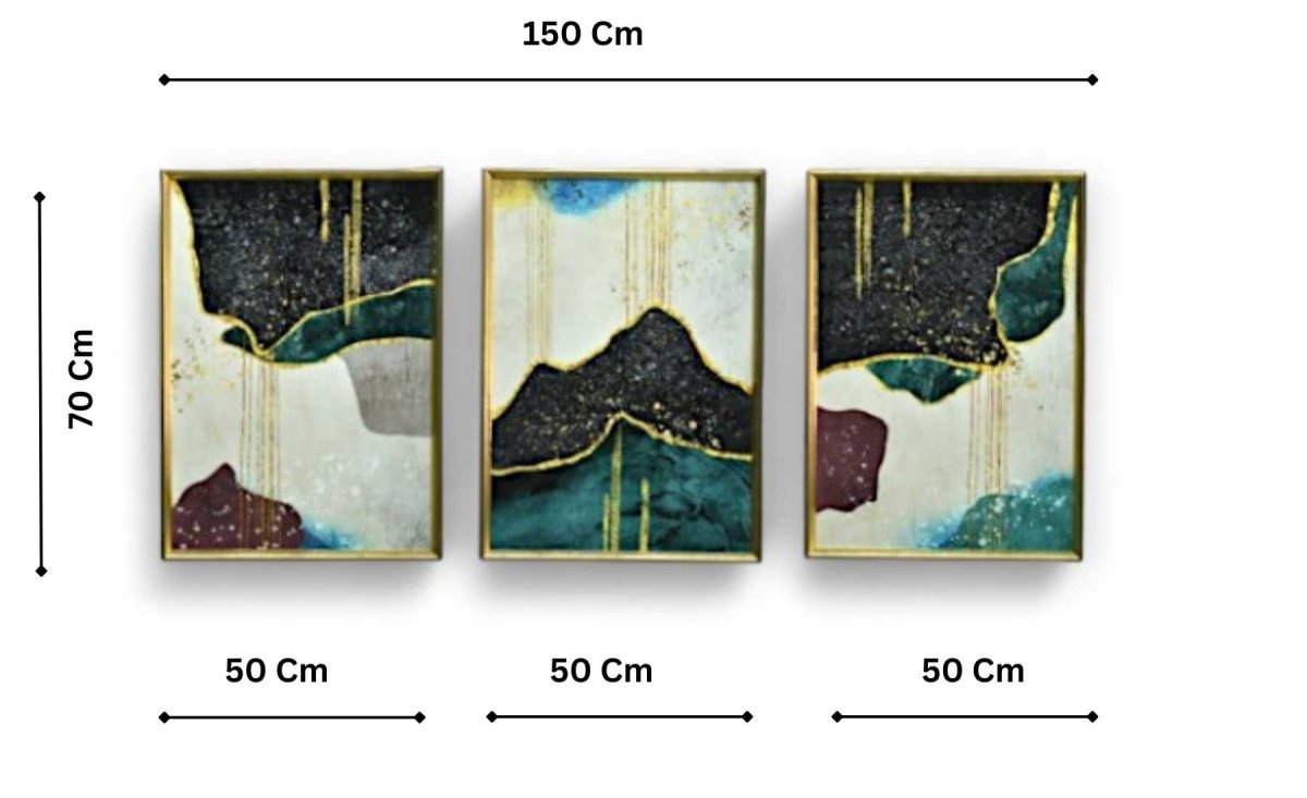 The Equilibrium: Threefold Crystal Glass Painting Set of 3 (150 x 70 Cm)