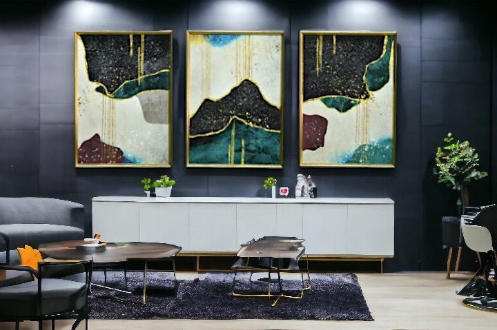 The Equilibrium: Threefold Crystal Glass Painting Set of 3 (150 x 70 Cm)