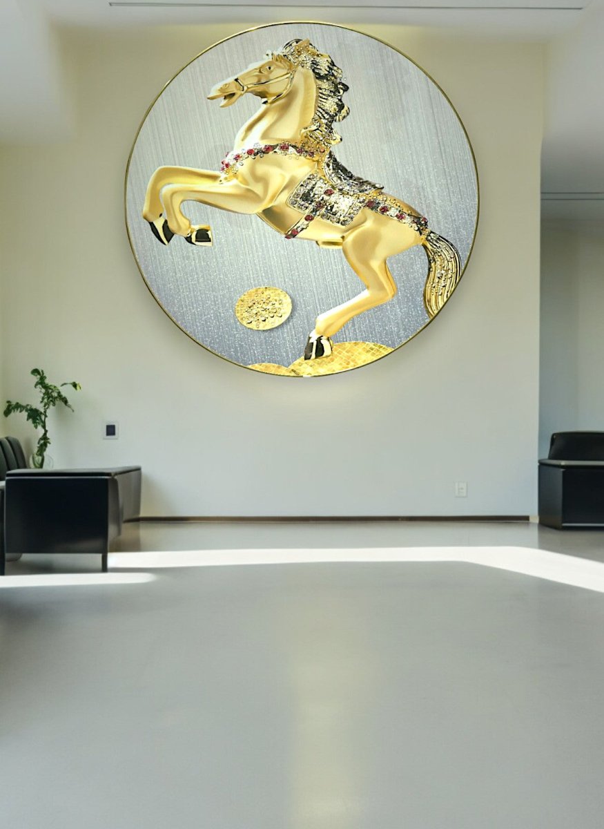 The Equine Grace Crystal Glass Painting (60 x 60 Cm)