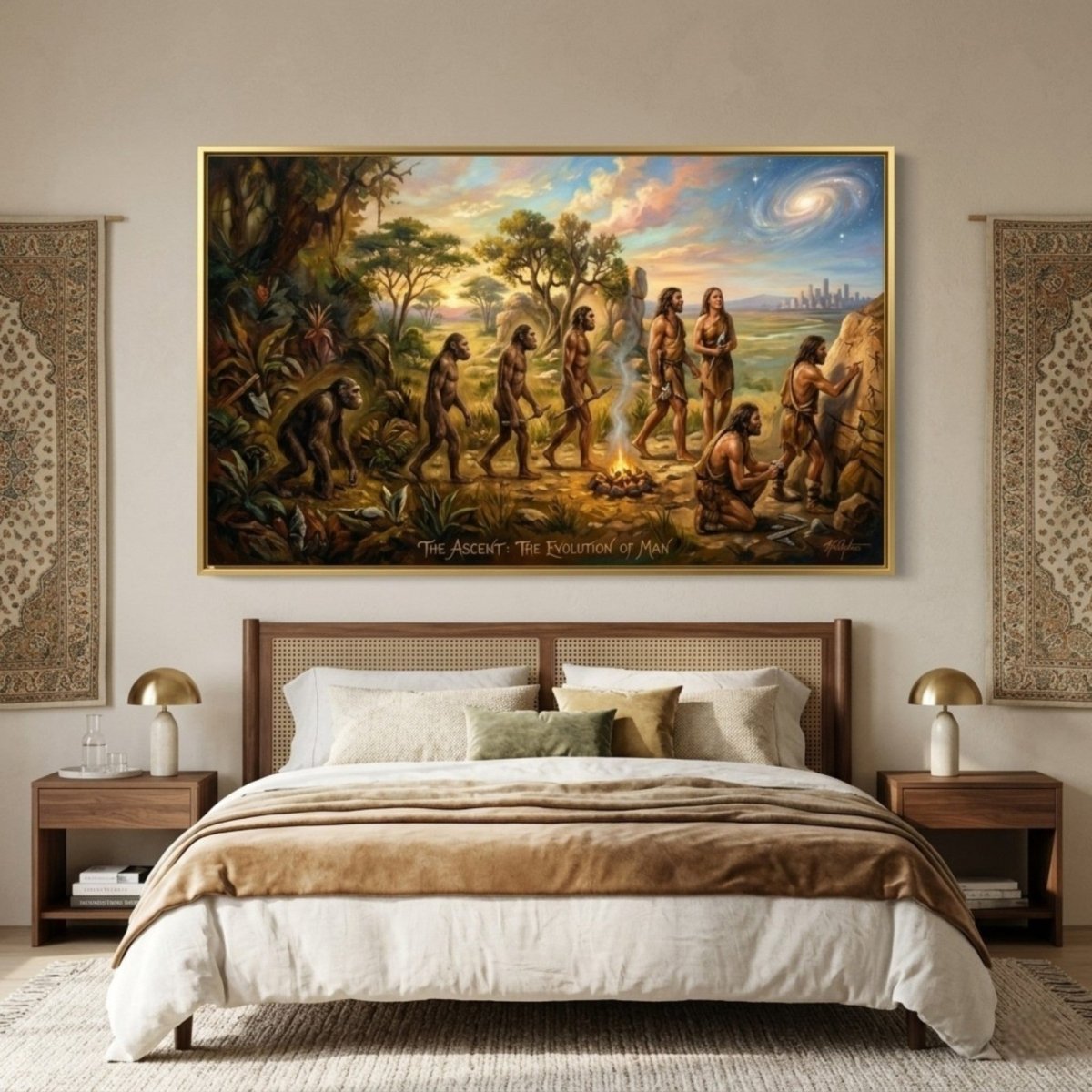 The Evolution of Man: From Primal Fire to Stardust (36 x 24 Inches)