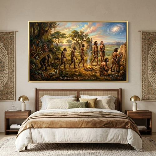 The Evolution of Man: From Primal Fire to Stardust (36 x 24 Inches)