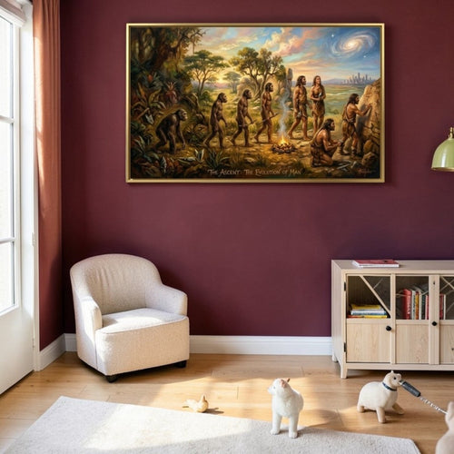 The Evolution of Man: From Primal Fire to Stardust (36 x 24 Inches)