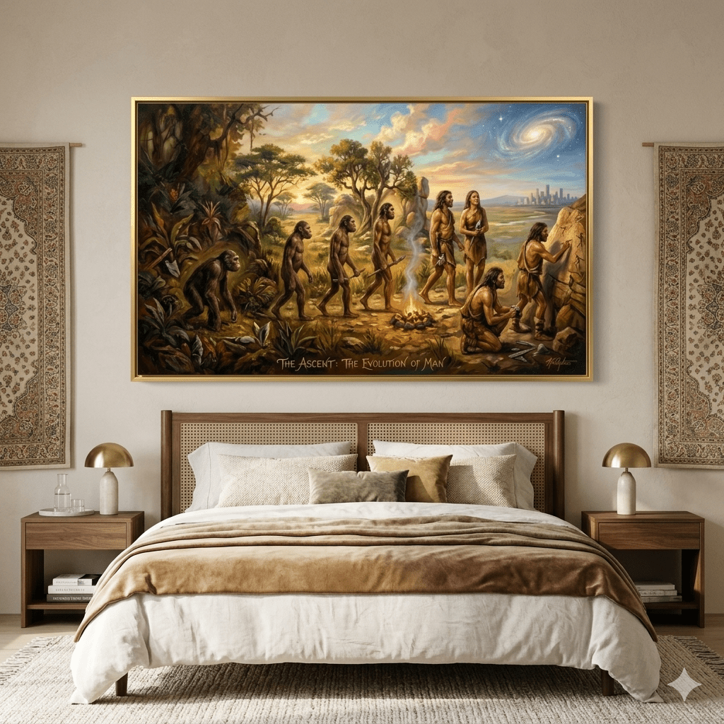 The Evolution of Man: From Primal Fire to Stardust (36 x 24 Inches)