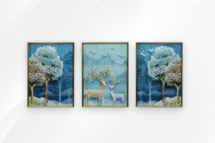 The Fabled Forest Crystal Glass Painting Set of 3 (150 x 70 Cm)