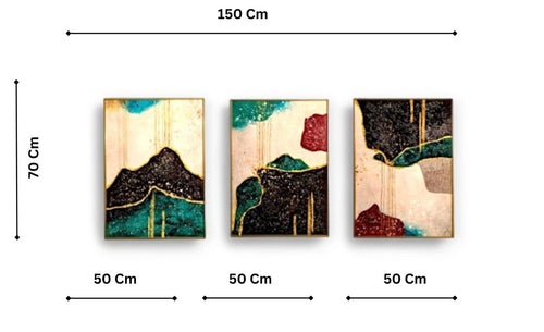 The Fluid Forms Crystal Glass Painting Set of 3 (150 x 70 Cm)