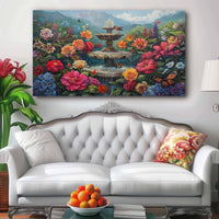 Thumbnail for The Fountain of Flowers and Butterflies Canvas Wall painting (36 x 24 Inches)