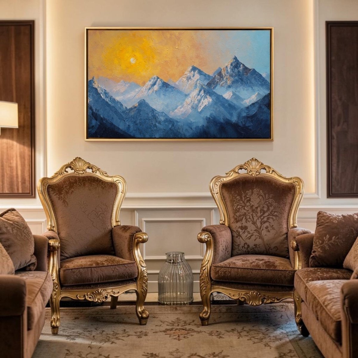 The Frozen Peaks, Fiery Sky (48 x 24 Inches)