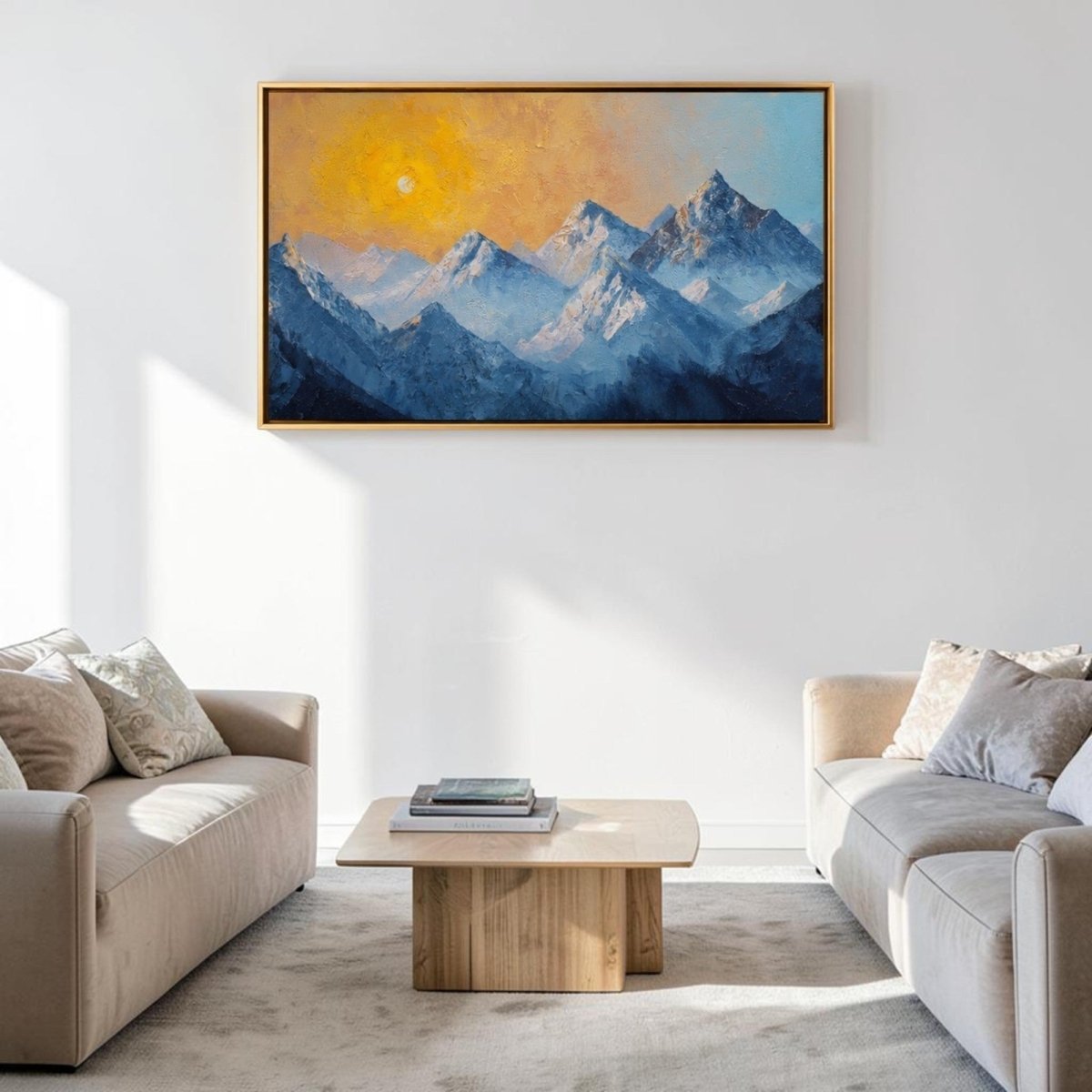 The Frozen Peaks, Fiery Sky (48 x 24 Inches)