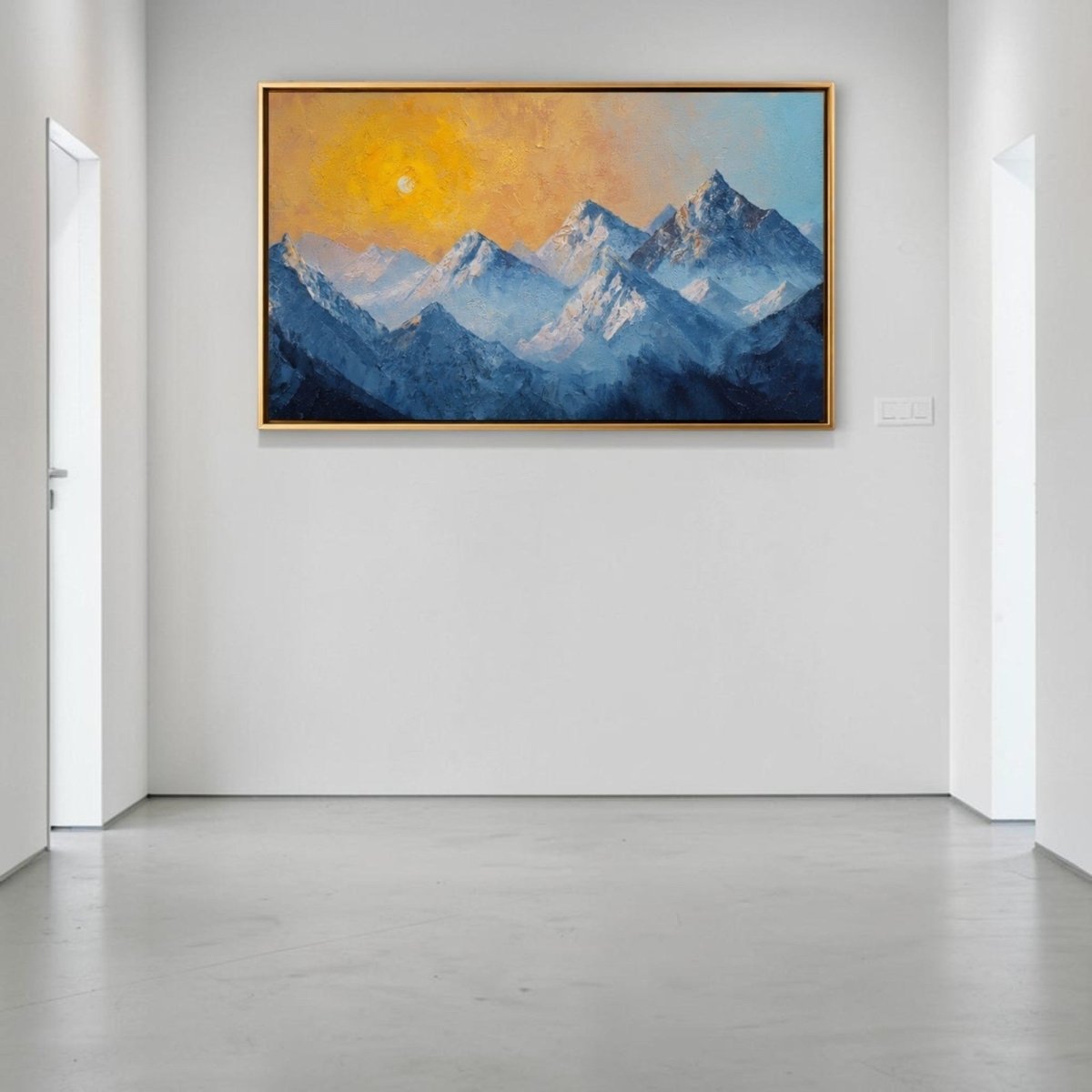 The Frozen Peaks, Fiery Sky (48 x 24 Inches)